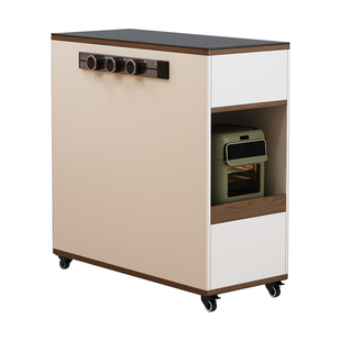 中古风可移动单独岛台柜小户型岩板餐桌一体极窄餐边柜储物柜定制