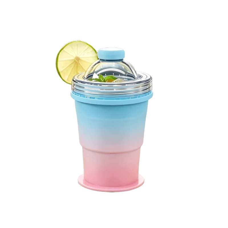 便携折叠硅胶吸管冰球杯