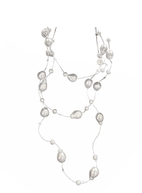满天星人造珍珠双层叠戴项链夸张
