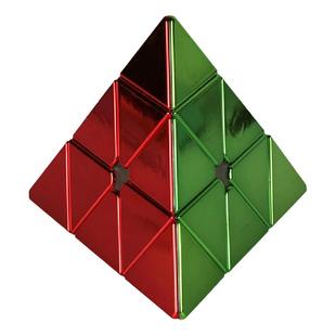 黄金电镀金字塔魔方三阶磁力三角形顺滑竞速比赛专用儿童益智玩具