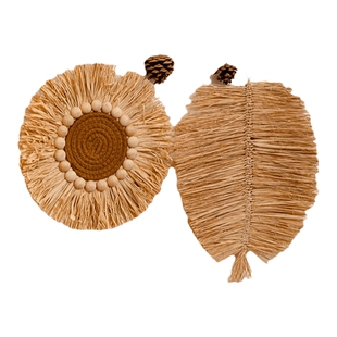 掬涵日式拉菲草手工草编挂饰墙饰壁饰民宿背景墙壁挂装饰品侘寂风