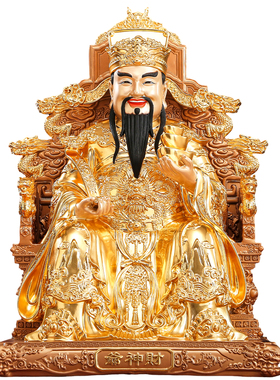 纯铜贴金财神爷供奉神像招财摆件