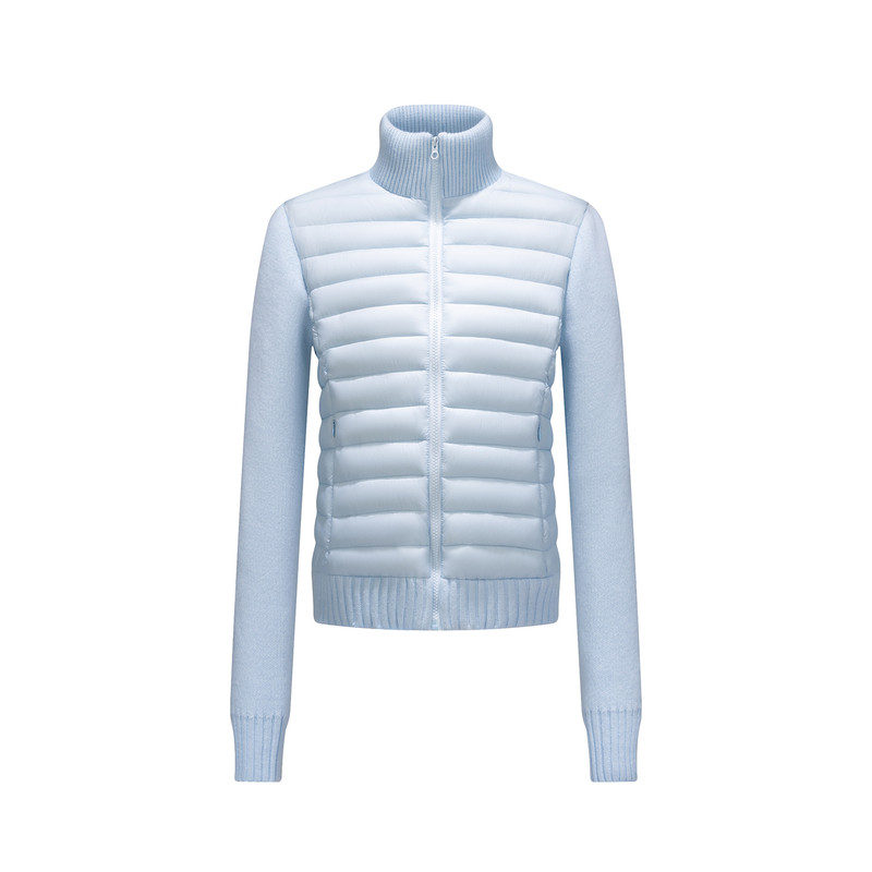 轻薄针织毛衣袖拼接棉服短款