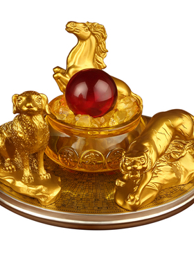 三合聚财阵十二生肖办公室摆件