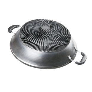 富贵宝铁锅家用炒菜无涂层翅片节能锅燃气适用圆底双耳炒锅不粘锅