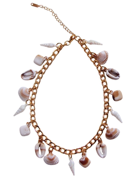 新款铝链项链女贝壳吊坠锁骨颈链