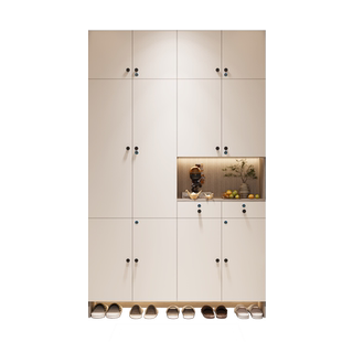 电梯入户门口鞋柜室外过道新款实木家用玄关储物一体门外走廊柜