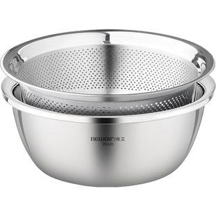 不锈钢盆沥水篮洗菜盆食品级漏盆加厚滤水篮盆子家用厨房淘米筛盆