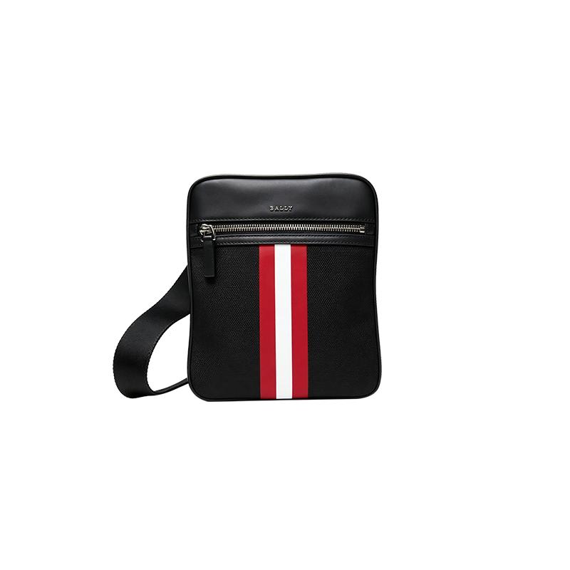 【自营】Bally/巴利BALLY巴利男包红白条纹黑色男士斜挎包6238425