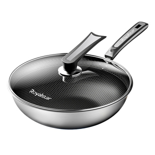 荣事达不粘锅炒锅家用炒菜锅平底电磁炉煤气灶专用316不锈钢锅具