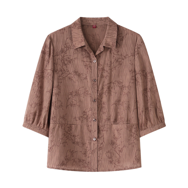 中老年妈妈七分袖衬衫早秋上衣服