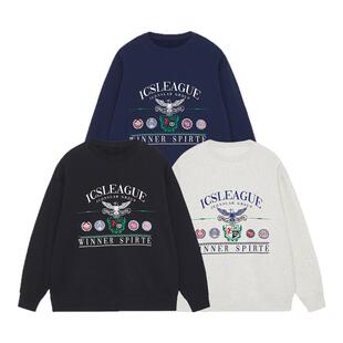 ics丨iconslab美式套头卫衣情侣秋冬绣花徽章情侣男女同款外套