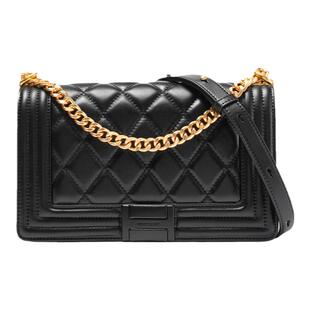 梦特娇女包2025新款羊皮时尚链条单肩包菱格百搭轻奢斜挎包小方包