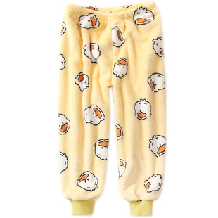 儿童睡裤宝宝珊瑚绒长裤子秋冬女童保暖加厚绒裤男童法兰绒家居裤