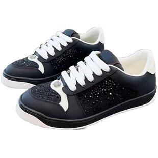 2025年新款满天星烫钻脏脏鞋百搭老花绿色网红百搭板鞋真皮小白鞋