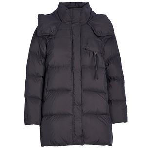 qs秸熙冬新款保暖立领连帽羽绒服软心泡芙感气质慵懒风90鸭绒外套