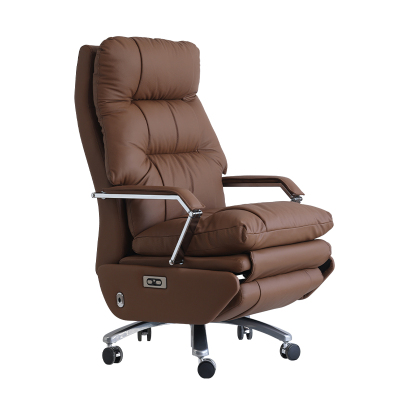 坐管家真皮电动老板椅通风按摩