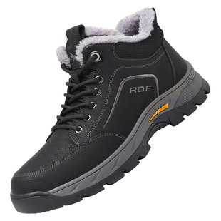 红蜻蜓男鞋冬季鞋子男士高帮皮鞋棉鞋男款加绒保暖加厚真皮爸爸鞋