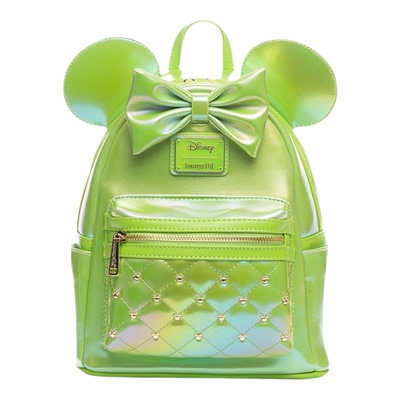 代购Loungefly女士迪士尼双肩包多口袋设计前袋拉链金属铆钉装饰