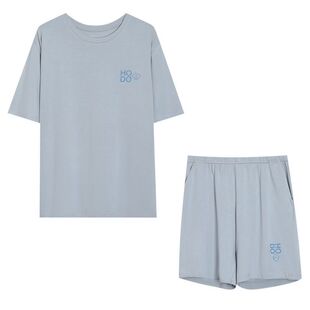 红豆春夏睡衣夏季情侣莫代尔简约圆领短袖套装短裤可外家居服