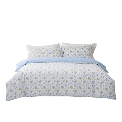 乐优家全棉纯棉床品四件套蓝色小碎花被套枕套春夏套件床上用品新