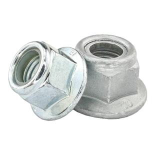 GB6183镀锌/达克罗法兰尼龙垫防松螺母蓝白六角带盘螺帽M4M5-M20