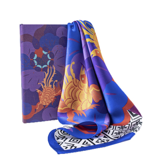 米洛甲花神系列原创设计民族风印花春夏季真丝桑蚕丝小方巾母亲节