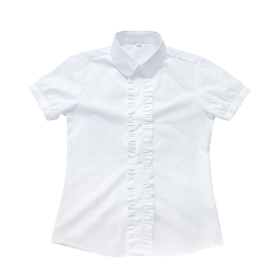 春夏季蓝色花边款表演服白衬衫