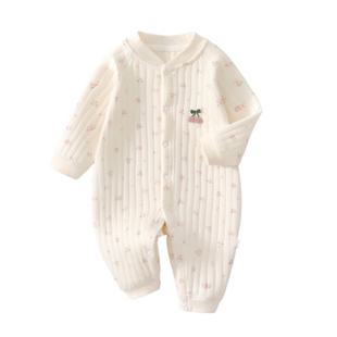 婴儿保暖连体衣纯棉秋冬套装新生儿夹棉衣服男女宝宝秋装外出哈衣