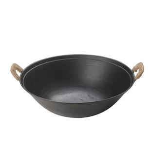古法龟纹铸铁老式手工家用燃气无涂层不粘锅炒锅双耳生铁炒菜浅款