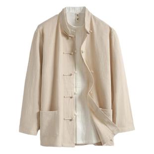 唐装男中装中国风男装春季古风外套棉麻男士复古中式盘扣改良对襟