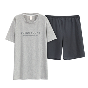 芬腾可安夏季男士睡衣可外穿纯棉短袖短裤家居服男款可外穿两件套