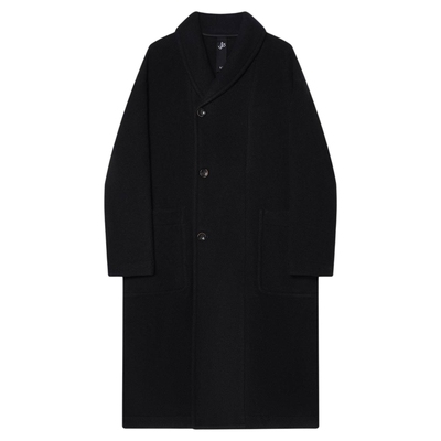 JDV黑色羊毛大衣中长款
