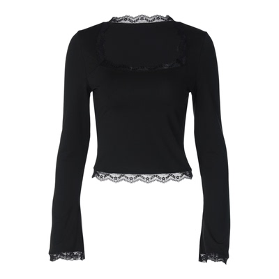 时尚日常百搭蕾丝花边长袖上衣