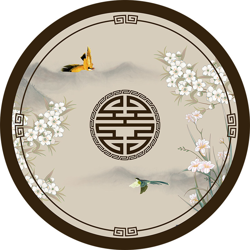 新中式大圆桌桌垫圆形餐桌垫防水防油防烫桌布轻奢高级感皮革台布