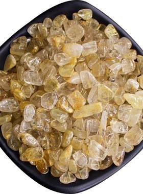天然高品质金发晶碎石聚宝盆摆件