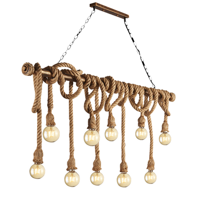 麻绳酒吧美式乡村风橱窗铁艺吊灯