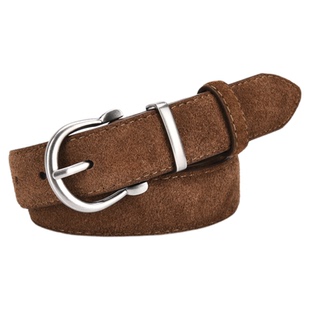 女士皮带真皮牛皮绒面腰带女配牛仔裤复古棕色高级感新款裤带女潮