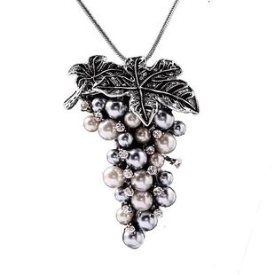 法国IDee葡萄毛衣链女百搭长款时尚毛衣项链轻奢小众珍珠配饰品