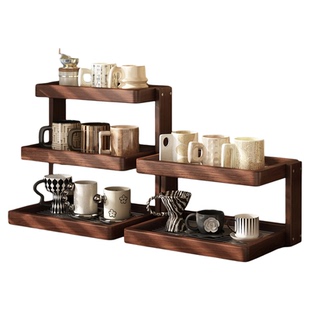 实木杯架子置物架餐桌台面收纳桌面多层茶水咖啡杯放置整理展示架