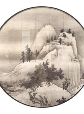 客厅玄关新中式LED灯装饰画圆形
