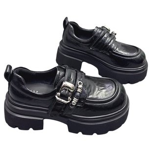 真皮女鞋粗跟增高6CM英伦风小皮鞋2026春新款百搭松糕乐福鞋单鞋