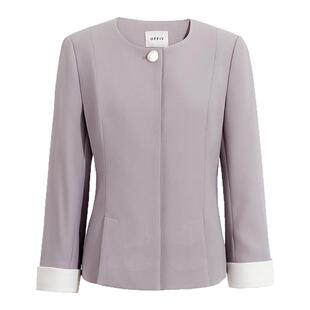 OFFIY-贵气高智大女主 修身拼色圆领醋酸西装外套正式套装早秋新