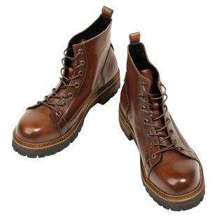 高级感男款手工鞋厚底机车伞兵靴复古头层牛皮男鞋高帮马丁工装靴