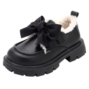 女童鞋子儿童二棉鞋2025新款秋冬款冬季冬鞋加绒皮鞋毛毛大棉保暖