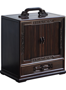 大红酸枝带抽实木雕榫卯装饰摆件