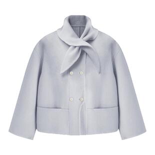 SeRinaBlue羊毛双面呢气质大衣2026春季新款100%纯羊毛女士短外套