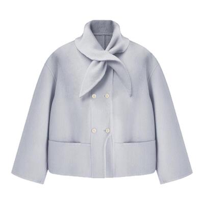 SeRinaBlue短款女羊毛双面呢大衣