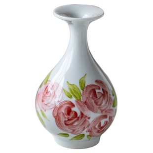 中式陶瓷花瓶小摆件盲盒手绘复古手绘花卉装饰品摆件惊喜礼品桌面