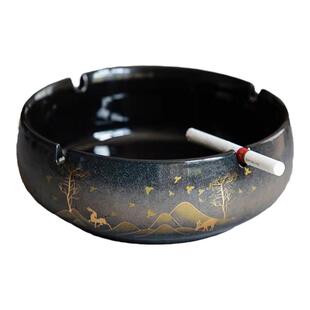 陶瓷烟灰缸家用客厅创意轻奢烟缸高级感办公室高端大气网红收灰缸